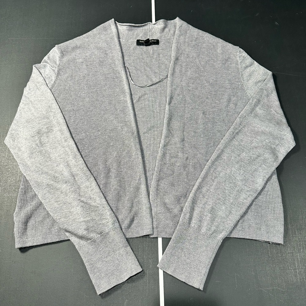 Banana Republic Light Gray Open-Front Women’s Sweater Cardigan Silk Cotton